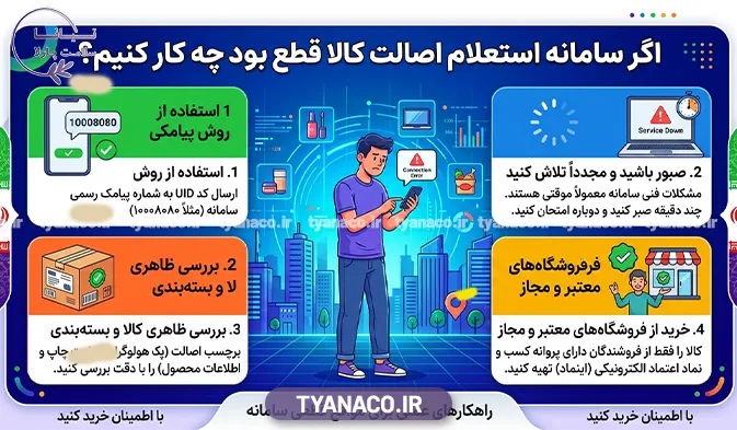 گام‌ های عملی در صورت قطع بودن سامانه استعلام اصالت